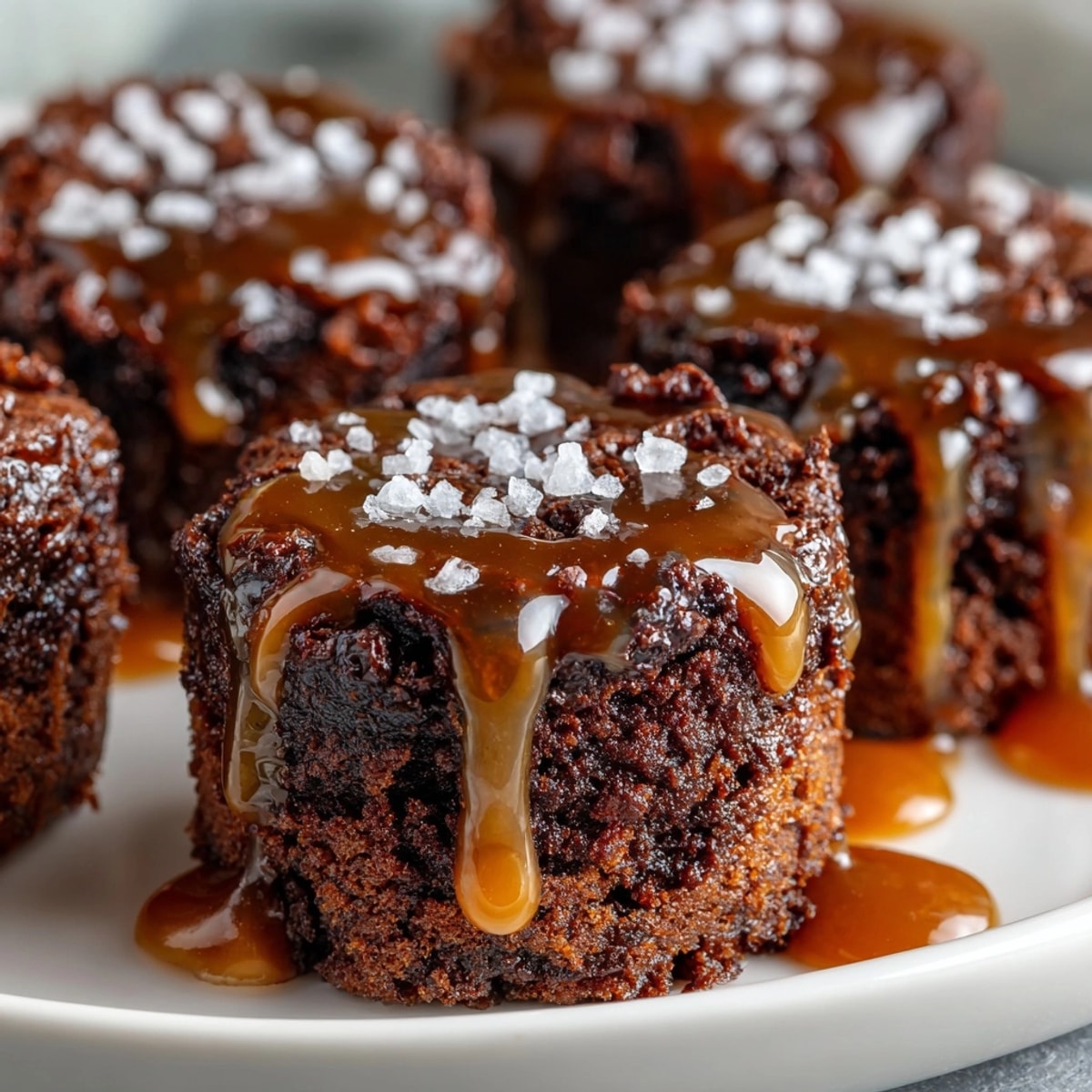 Mouthwatering Salted Caramel Brownie Bites, glistening with caramel and ready to be devoured.