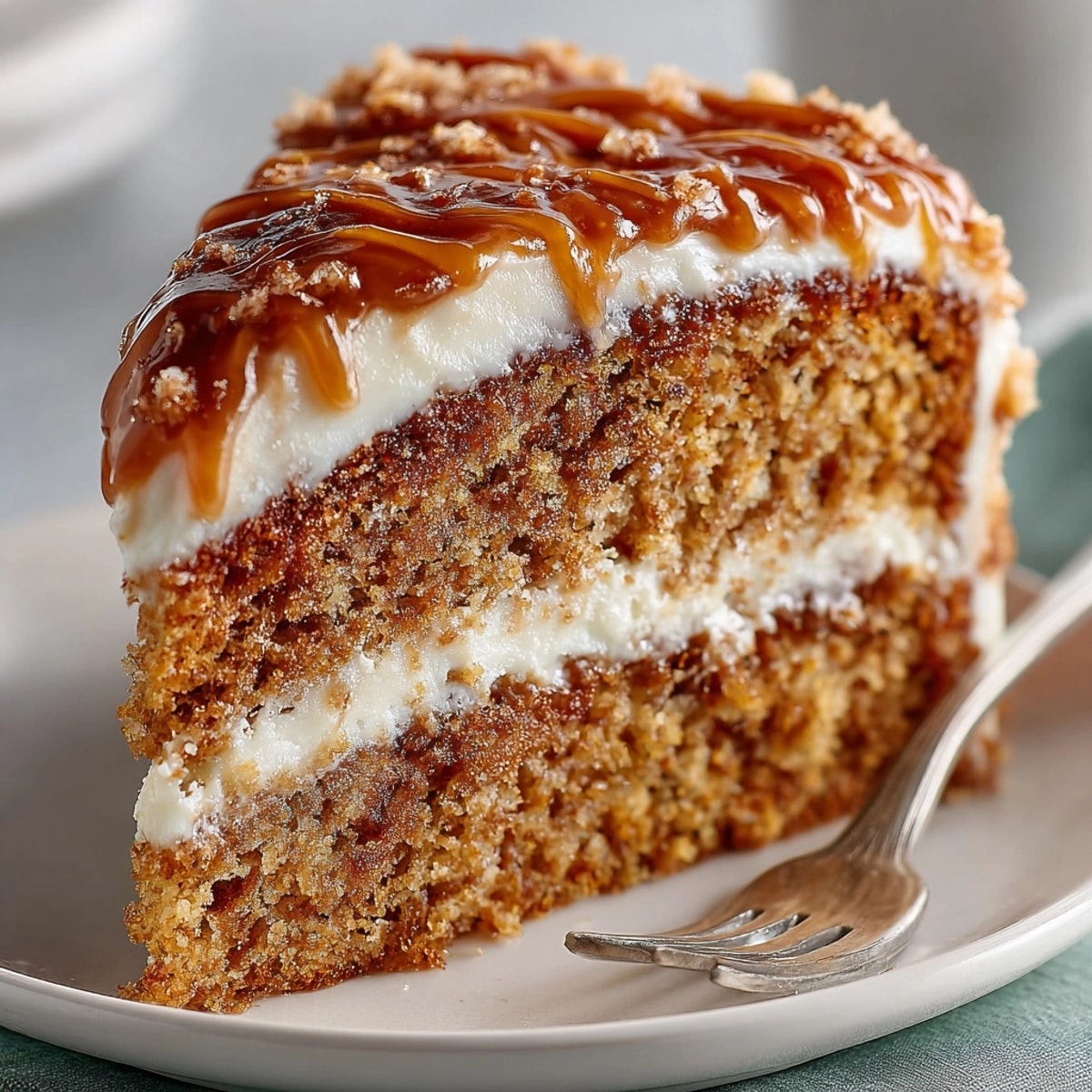 Golden Applesauce Spice Cake with Brown Sugar Frosting, each bite warm and decadent.