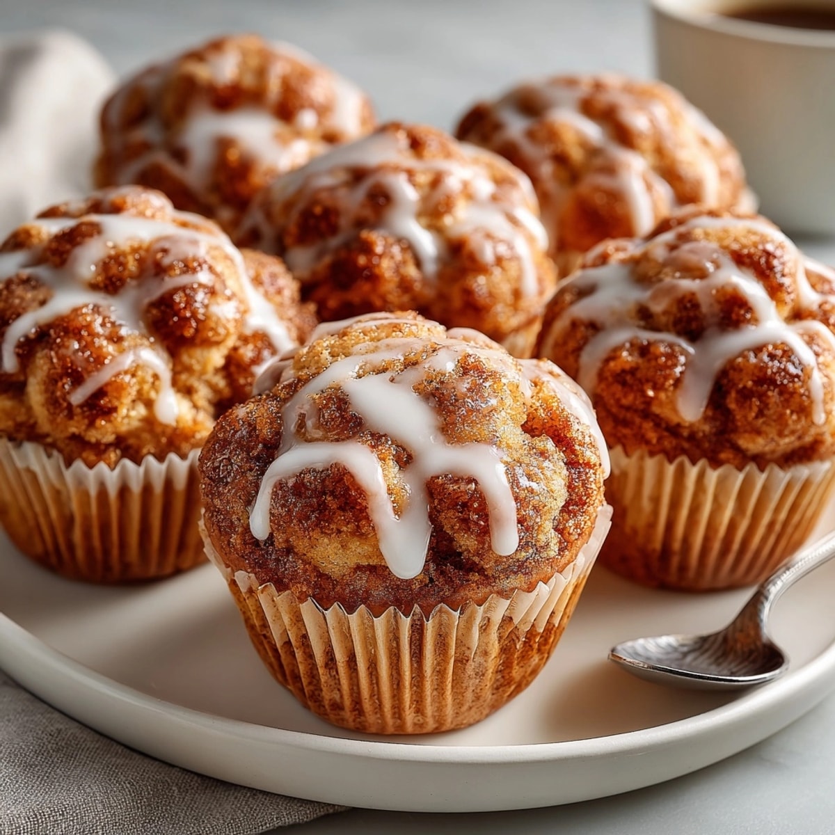 Close-up of gooey Pull-Apart Cinnamon Monkey Bread Muffins' soft layers, promising a delicious breakfast treat.