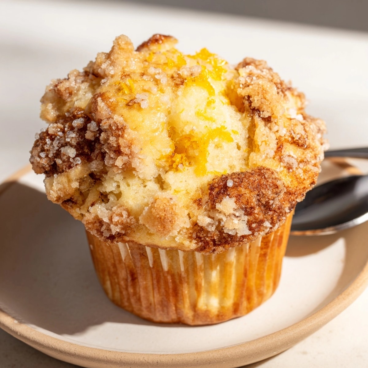 Warm Ricotta Citrus Banana Muffins, a fluffy crumb with vibrant orange and lemon zest.