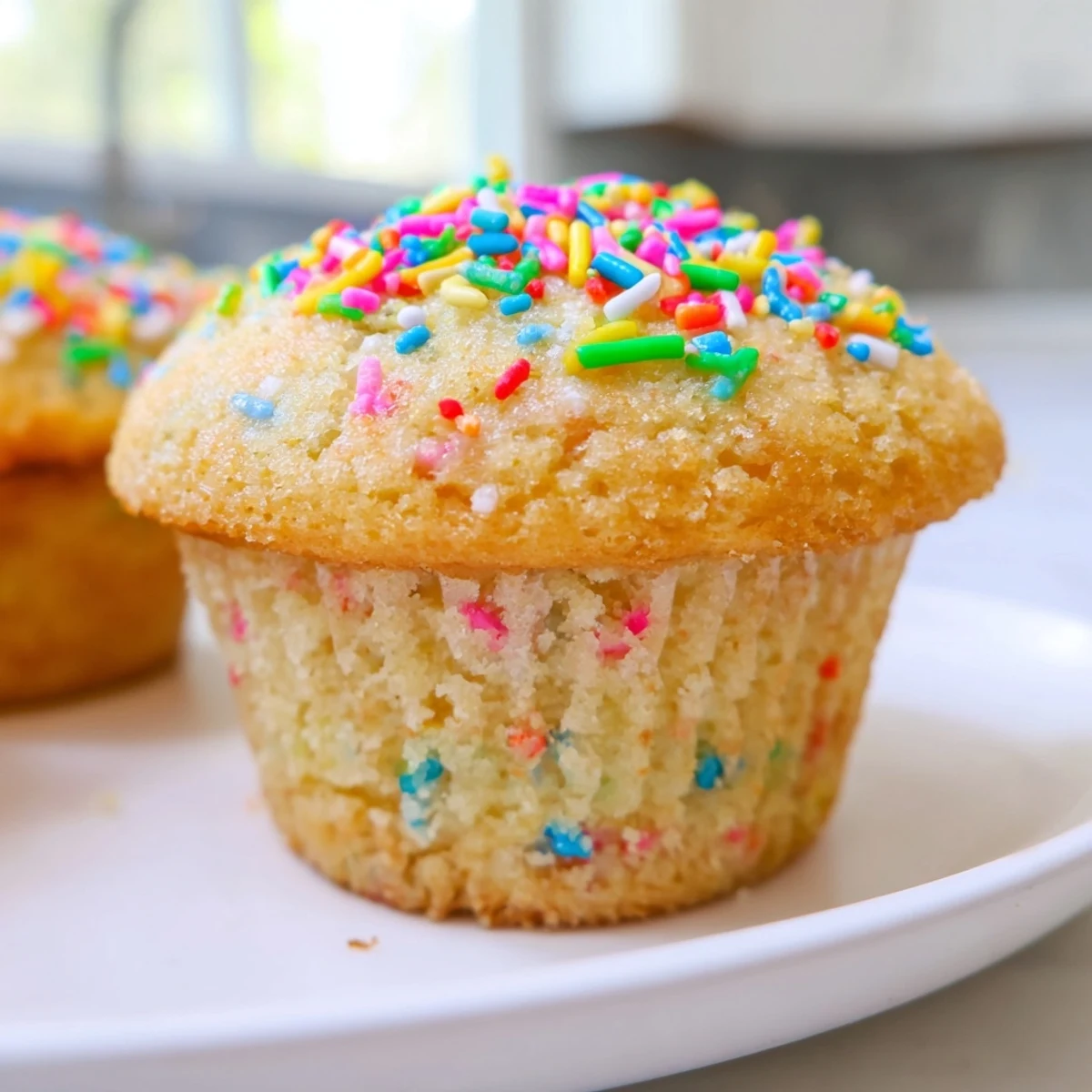 Delicious Funfetti cornbread muffins bursting with colorful sprinkles for festive occasions.  