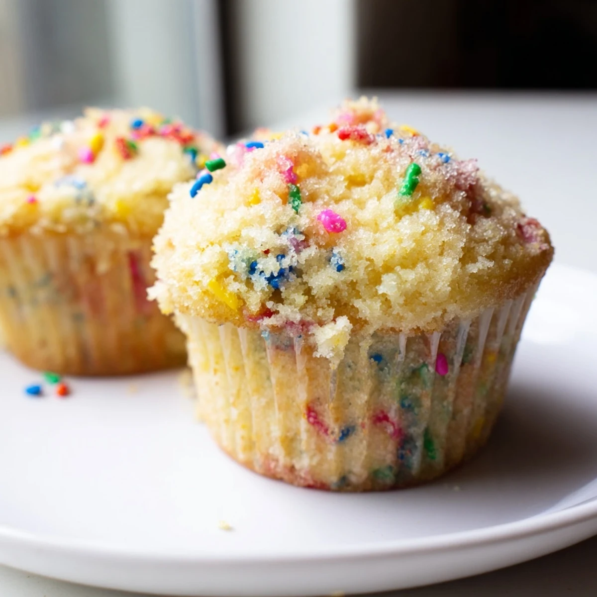 Funfetti cornbread muffins with a tender crumb and vibrant sprinkles for cheerful snacking.