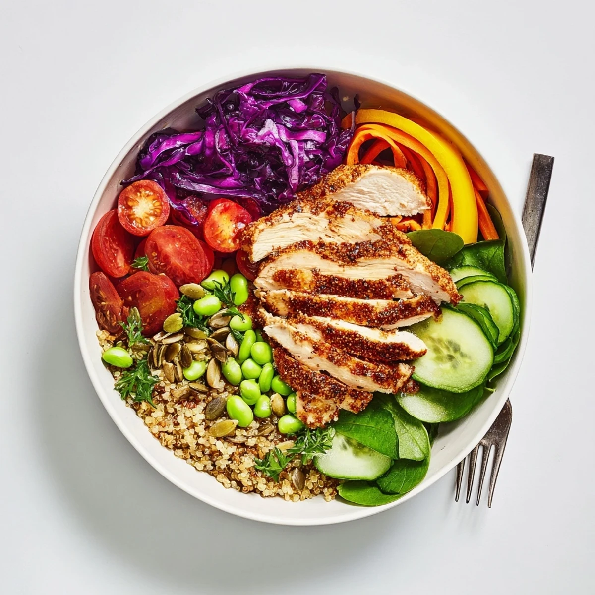 Nutrient-rich Healthy Meal-Prep Bowls bursting with flavor and colorful vegetable layers.