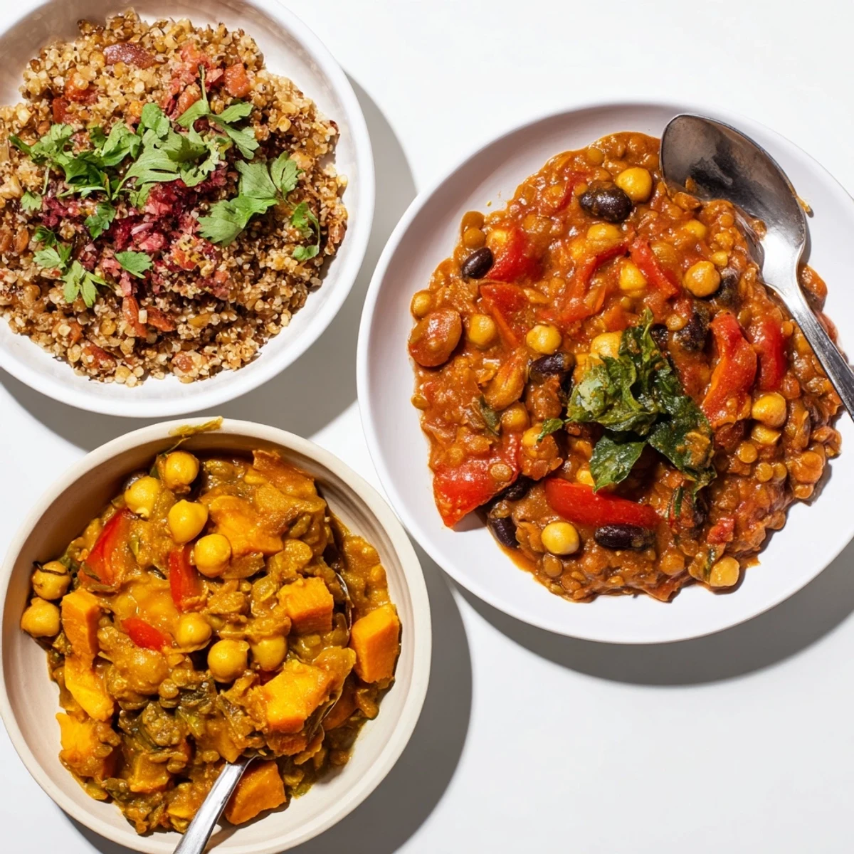 A colorful bowl of Single-Pan Global Curries, featuring fragrant spices and fresh herbs.  