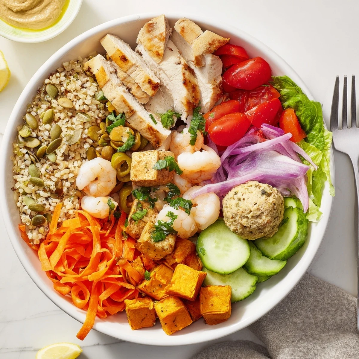 Vibrant Build-Your-Own Boards & Bowls with grilled proteins and seasonal vegetables await your creativity.