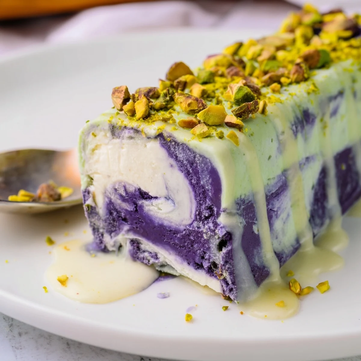 Ube Pistachio Ice Cream Bars