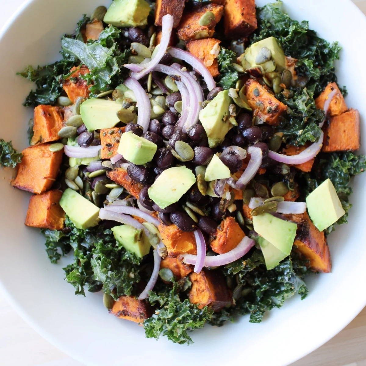 Massaged Kale Salad Black Beans