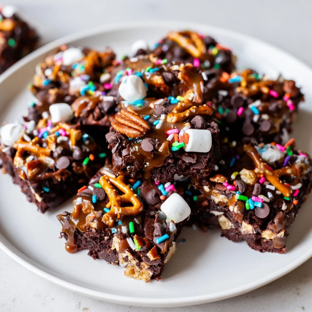 Fudgy Chaos Chocolate Cake Bites boasting a chaotic mix of textures from a delicious recipe.