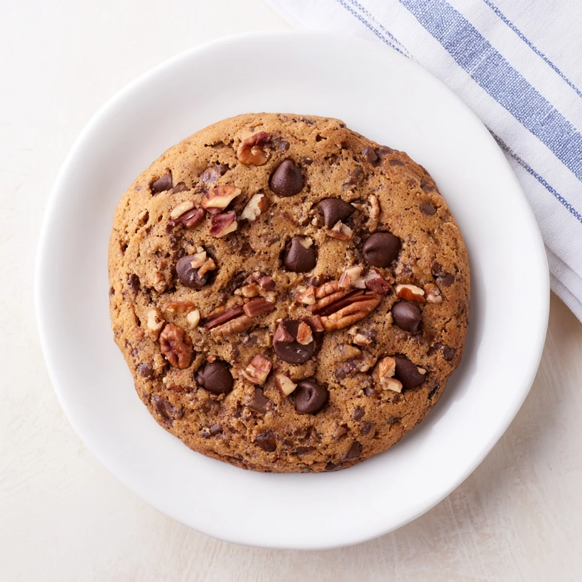 Close-up of freshly baked Chewy Protein Chocolate Chip Cookies, golden brown and perfectly soft.