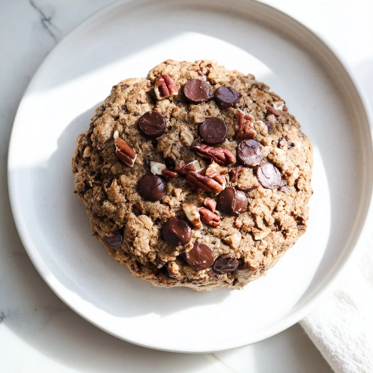 Warm from the oven, these Chewy Protein Chocolate Chip Cookies have melty chocolate chips and a delightful texture.