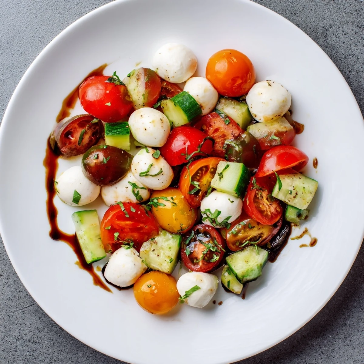 This Simple Holiday Chopped Caprese Salad features glistening mozzarella and ripe tomatoes, perfect for a light, delicious starter.