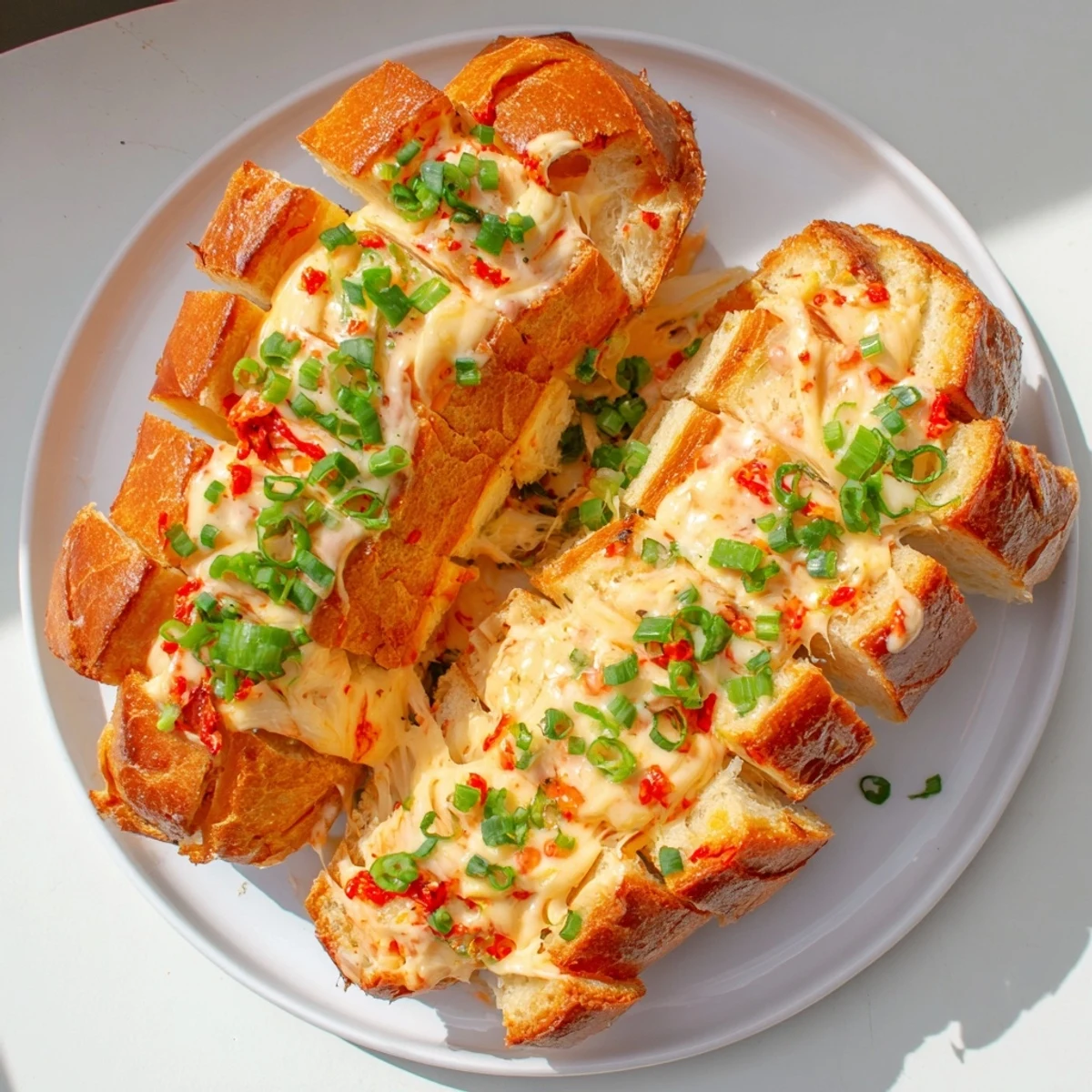 Melting, cheesy Pimento Cheese & Jalapeño Pull-Apart Grilled Cheese, golden and bubbling, ready to share.
