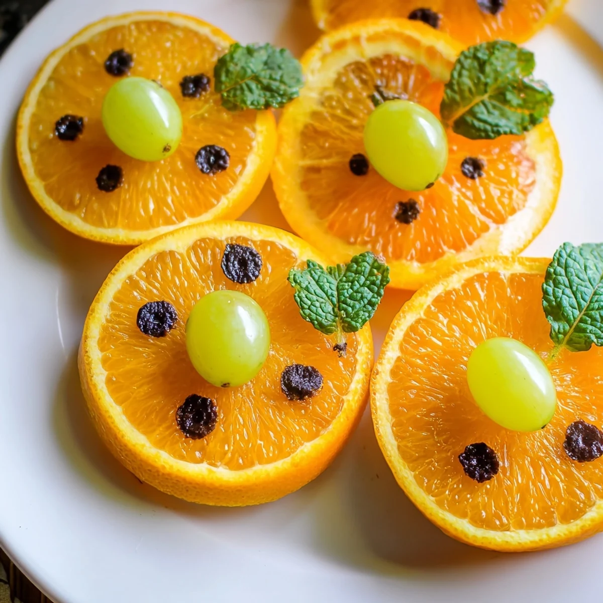 Close-up of Halloween-themed pumpkin patch orange slices, a fun fruit snack ready to enjoy.