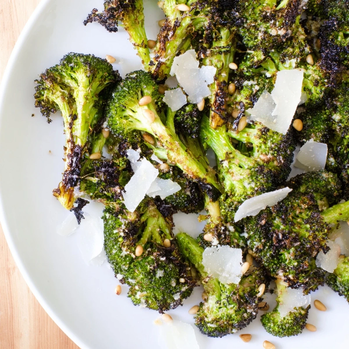This beautiful charred broccoli salad is tossed with zesty dressing and ready to serve.