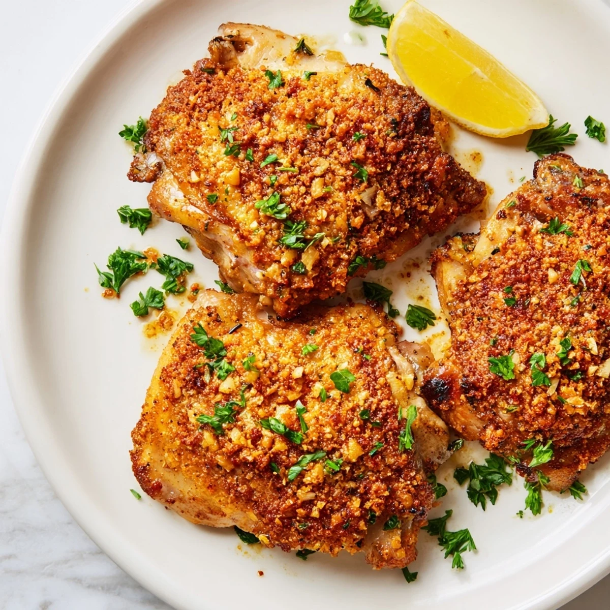 Crispy Garlic Chicken Thighs