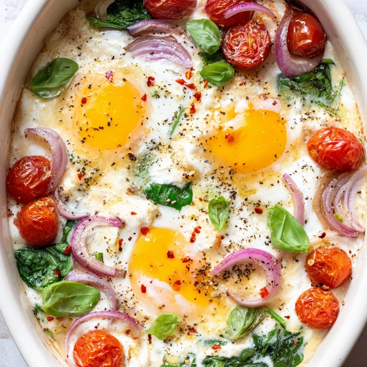 Baked Feta Eggs Dish