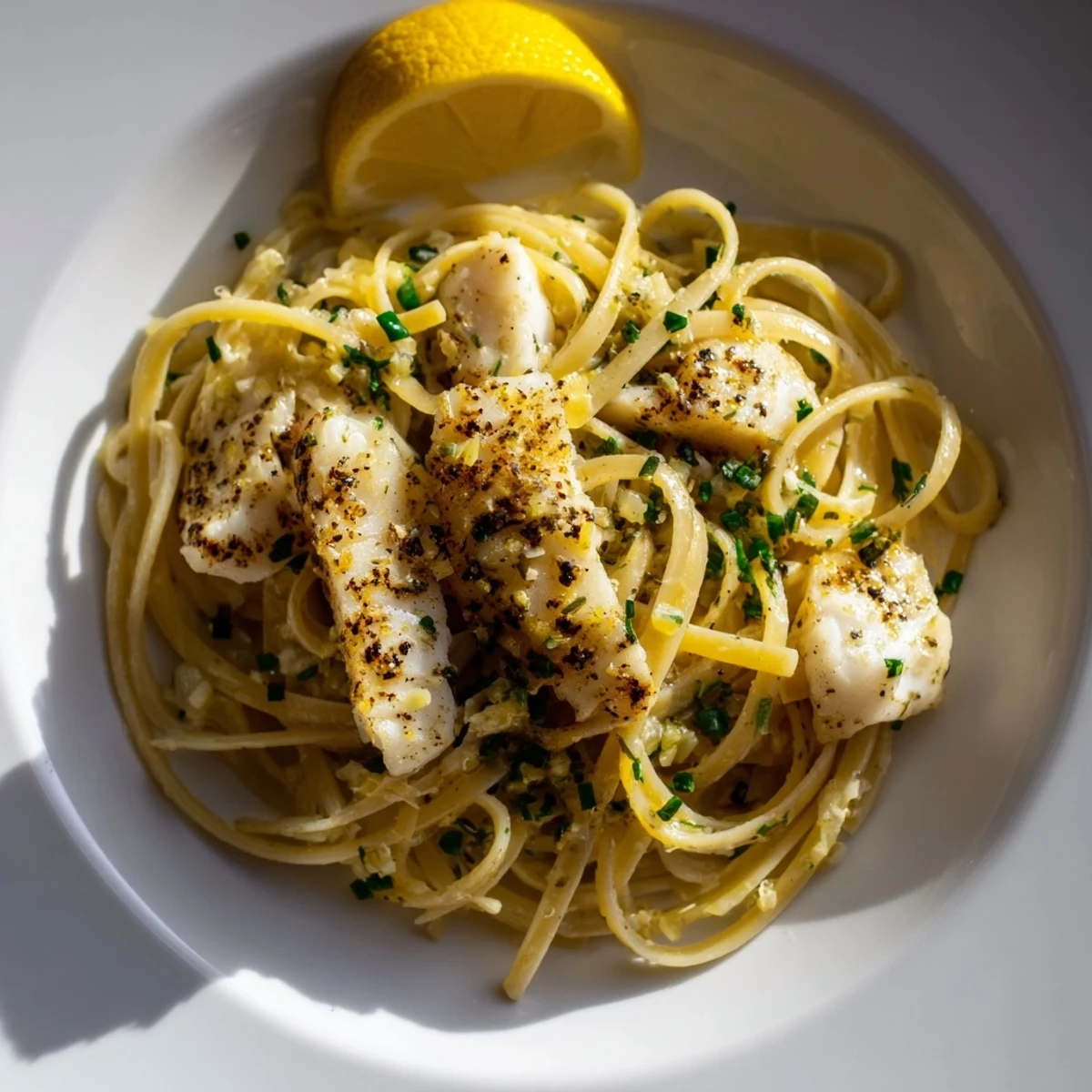 Delicious, pan-fried fish paired with pasta in this bright Crispy Fish Pasta recipe, bursting with flavor.