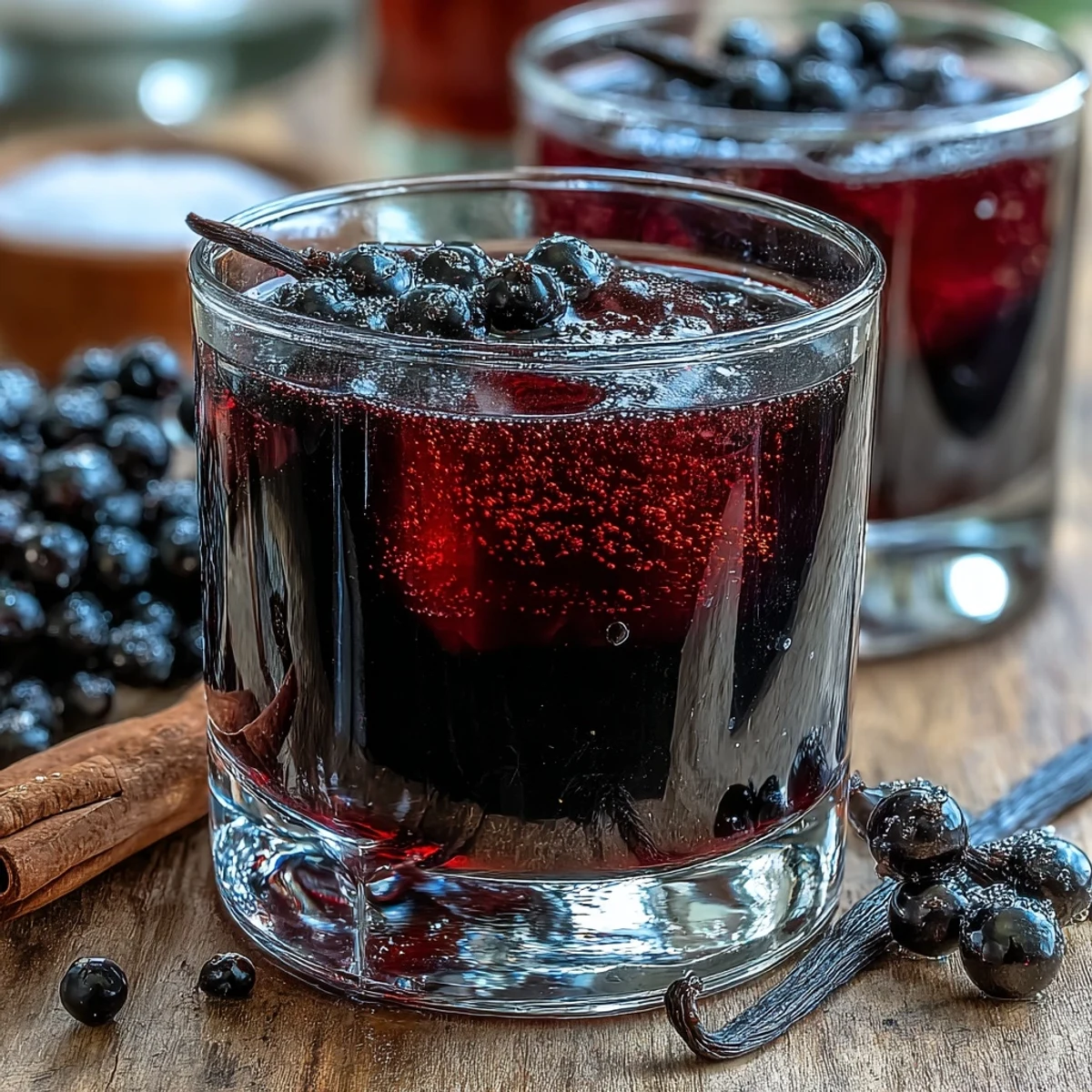 This Black Currant Rum Liqueur is straining through cheesecloth into a bottle, highlighting the vibrant berry color and smooth texture.