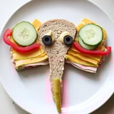 A delightful presentation of Big Top Elephant Sandwiches, featuring colorful bell peppers and crisp cucumber slices.