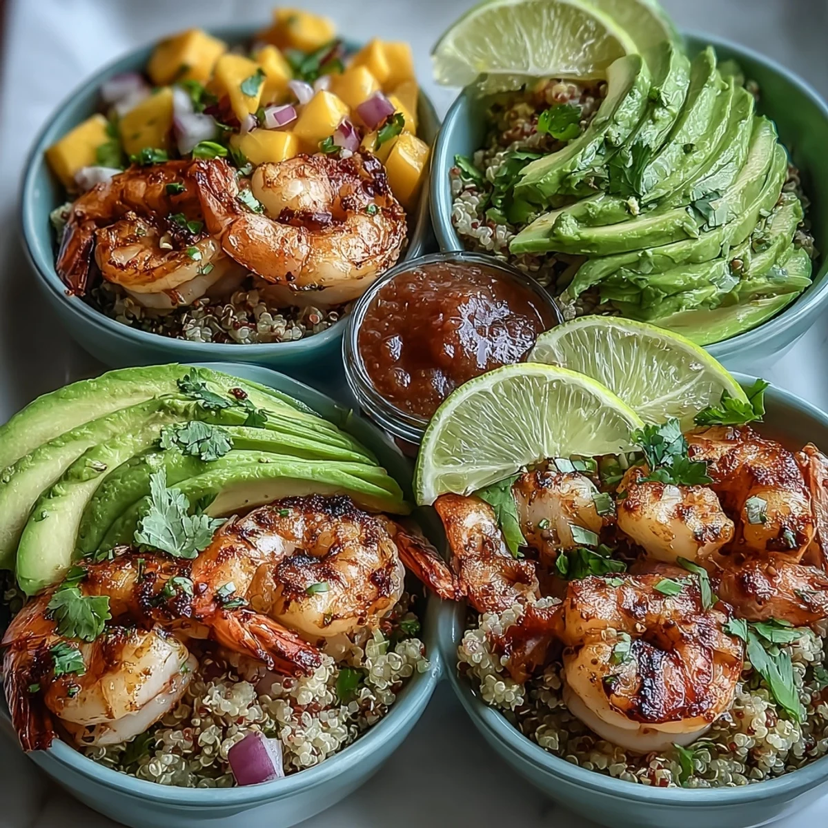 Shrimp Avocado Bowls Mango Salsa