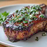Sizzling lamb chops served with vibrant gremolata, featuring fresh parsley, lemon zest, and garlic for a burst of flavor.  