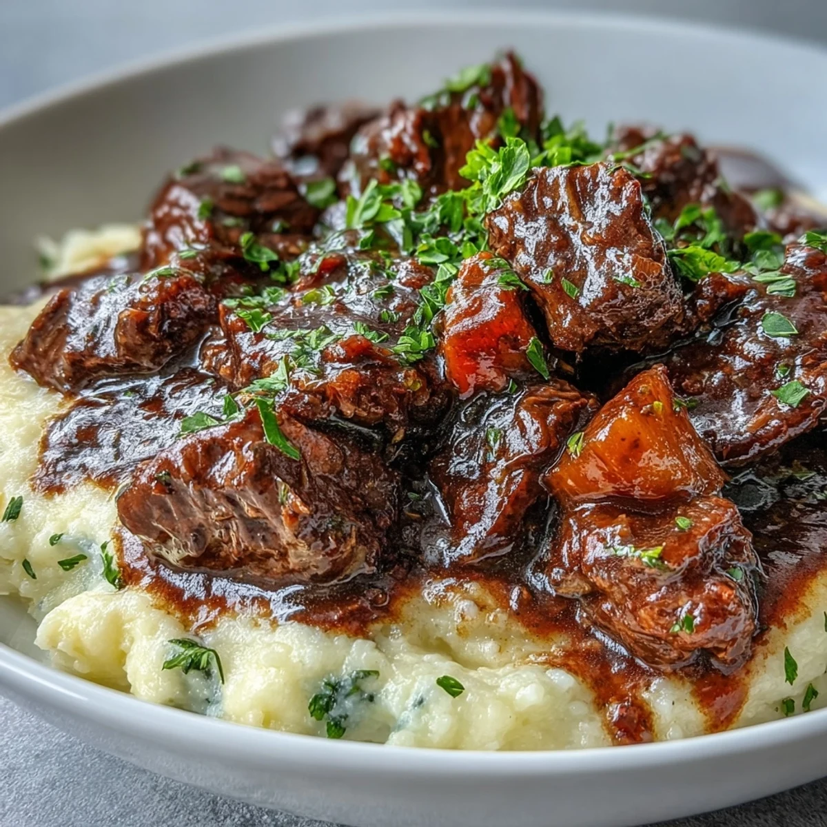 Tender venison simmered in a rich sloe gin sauce is spooned over creamy polenta in this warming winter stew.