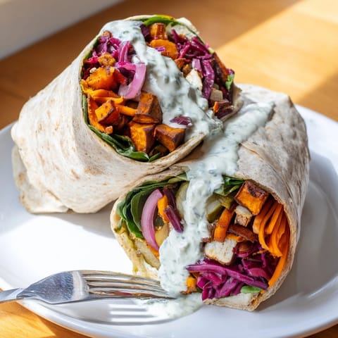 Golden roasted sweet potatoes and crunchy pickle chips create tasty Sweet Potato & Pickle Chip Wraps.