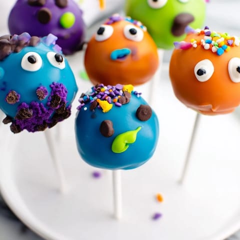 Delightful Silly Monster Cake Pops, perfect for parties and fun family treats.  