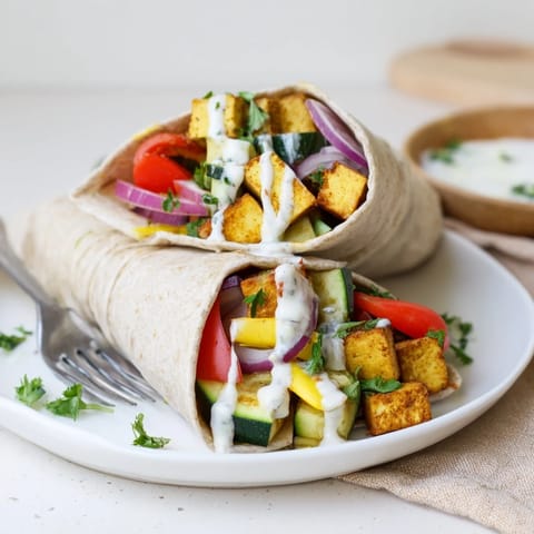 Satisfying Vegan Viral Recipe Re-make featuring a creamy tahini-yogurt drizzle on vibrant veggies.  