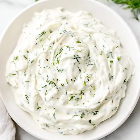 Fresh dill and chives sparkle on the rich surface of homemade Greek Yogurt Ranch Dip for dipping.