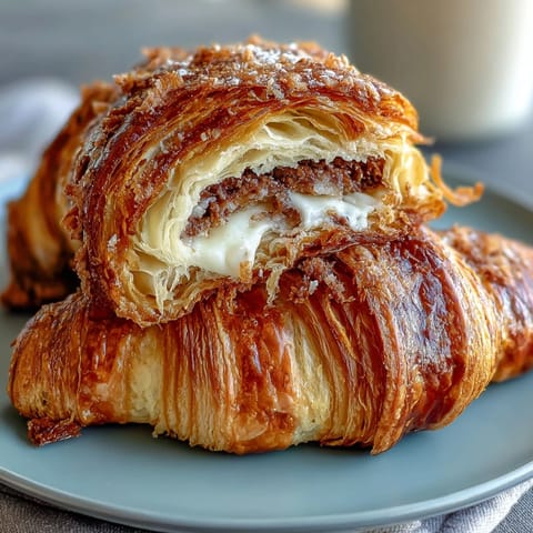 Homemade sourdough croissants baked to golden perfection, featuring a tangy flavor and delicate, airy texture.  