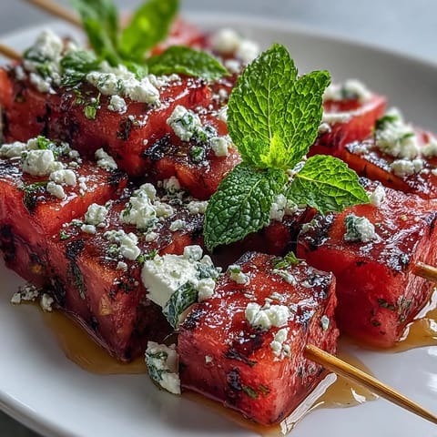 Watermelon Feta Mint Skewers