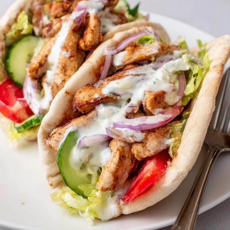 Homemade Garlic Ranch Chicken Pita Sandwich: Grilled chicken with cool, savory dressing.