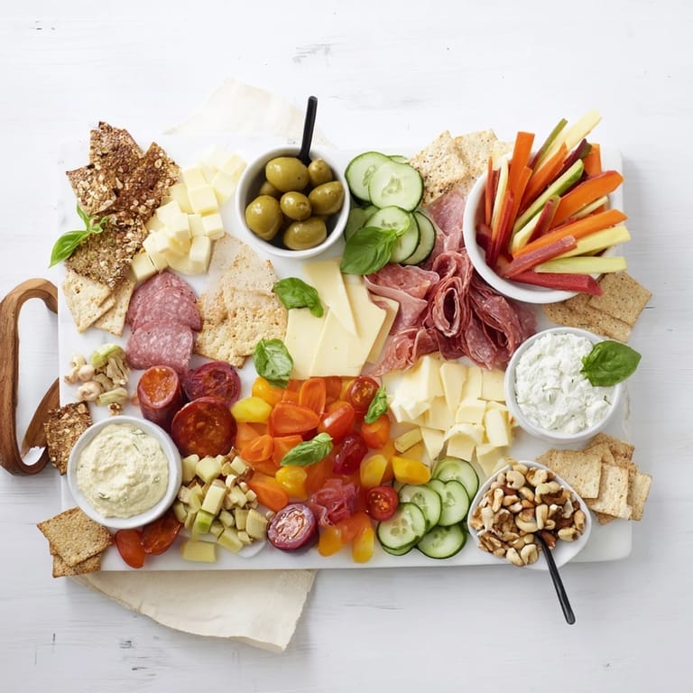 Delicious Girl Dinner Platter perfect for sharing, featuring assorted meats, fruits, and spreads.