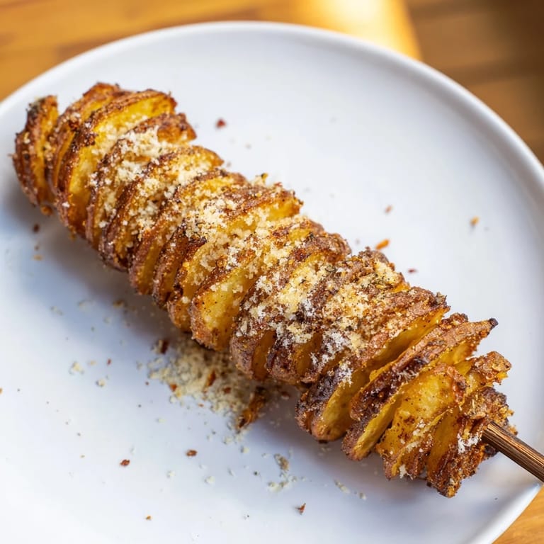 Delicious Air-Fryer Tornado Potatoes, golden and crispy, perfect for fun appetizers.  