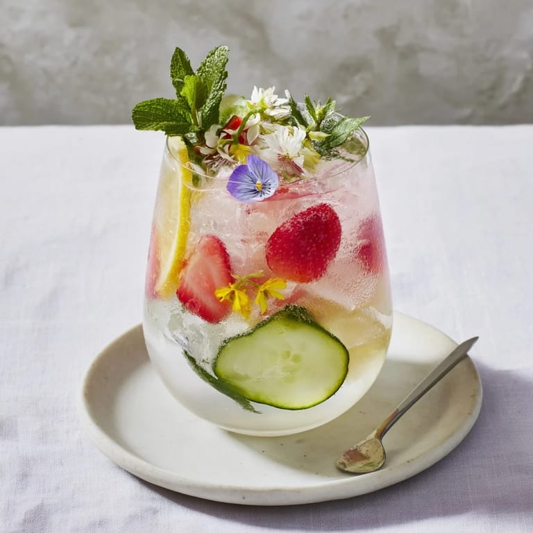 Chilled, hydrating mocktails display lemon slices and strawberries for a fresh twist.