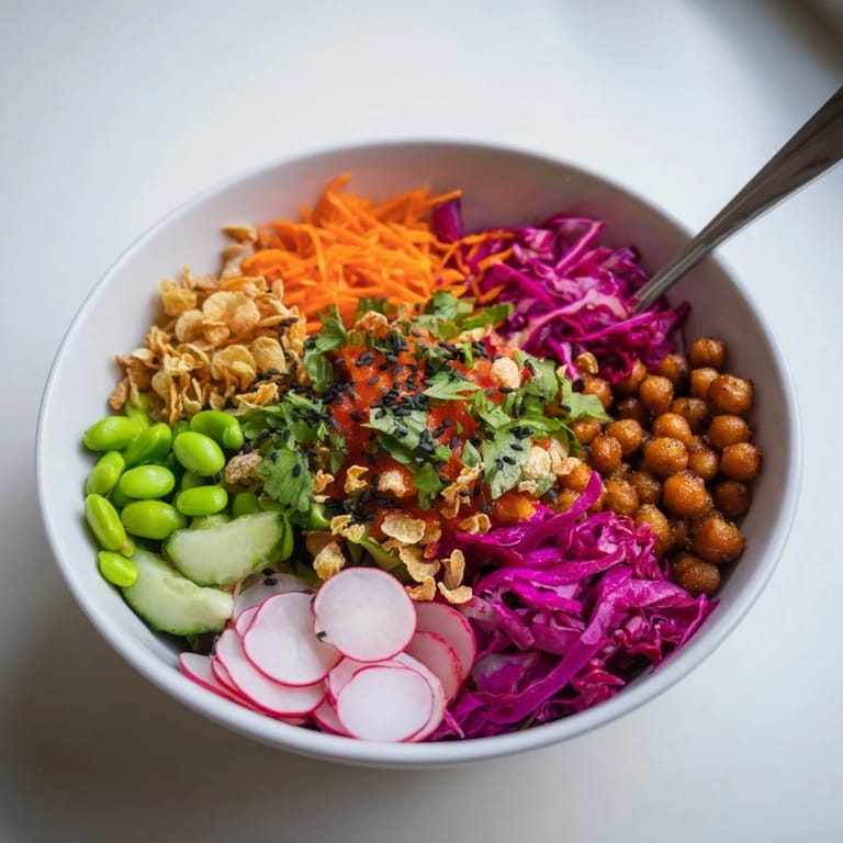 Delicious ASMR Crunch Snack Bowls topped with crispy textures and fresh greens for a delightful treat.  