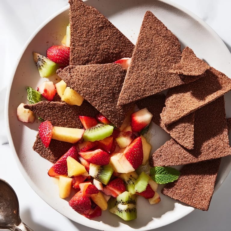 Delectable dessert chips & salsa bursting with tropical flavors and vibrant textures.