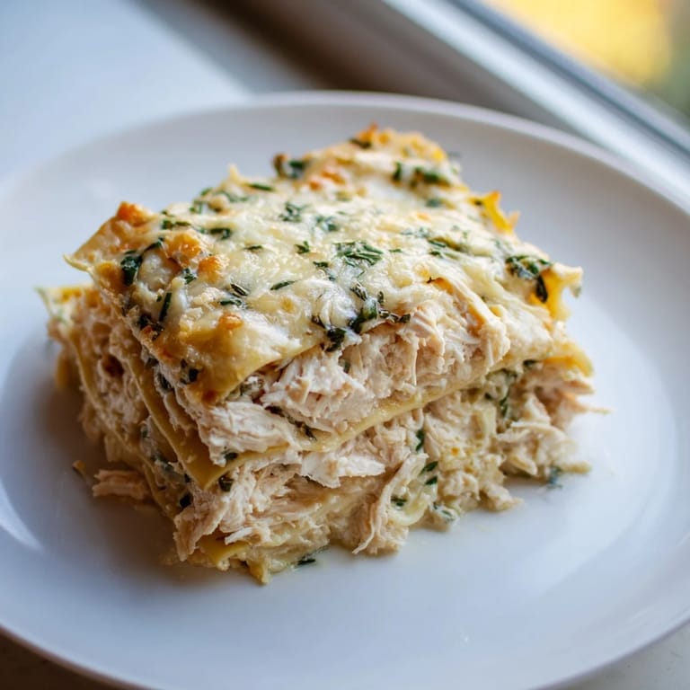 Fragrant and comforting, this Rosemary Chicken Lasagna features melted mozzarella and tender chicken.