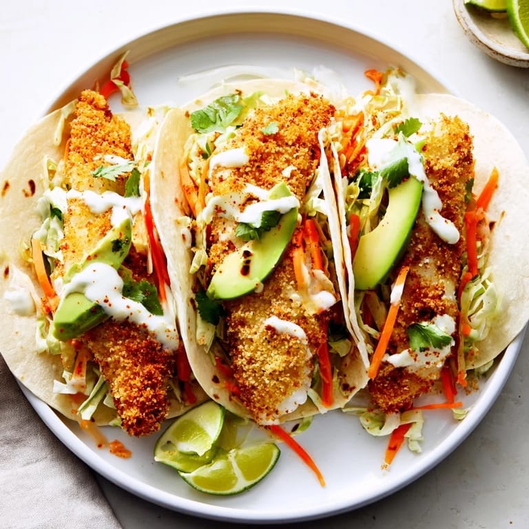 Fresh, flavorful crispy fish tacos with a vibrant cabbage slaw, calling your name for dinner.