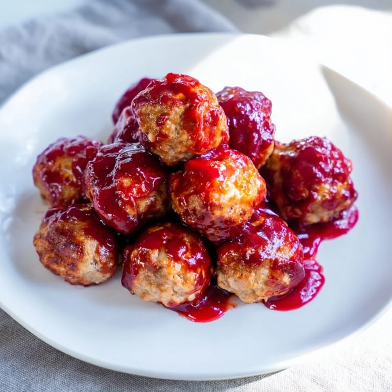 Warm, sweet cherry-glazed meatballs offer a delightful balance of flavors, perfect for sharing.