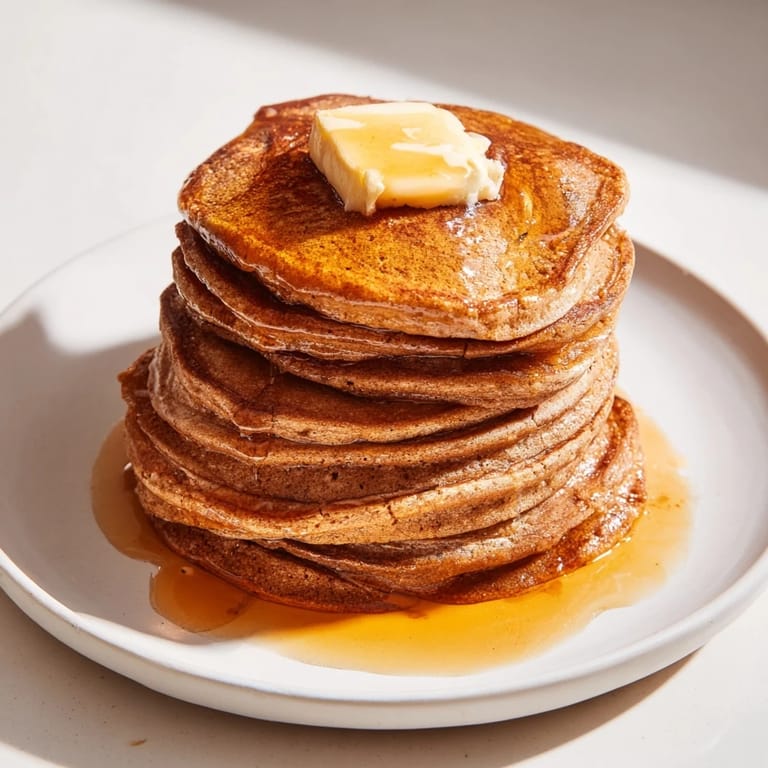 Close-up of freshly cooked gingerbread pancakes, a delicious, festive American brunch favorite.