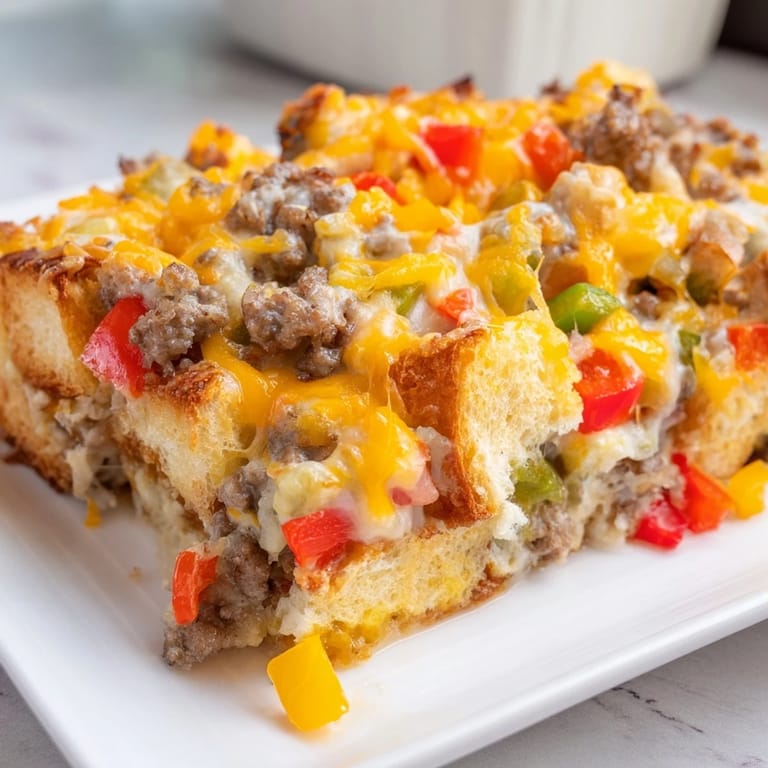 Golden-brown Lightning-Fast Breakfast Sausage Casserole, a comforting American breakfast dish ready to serve.