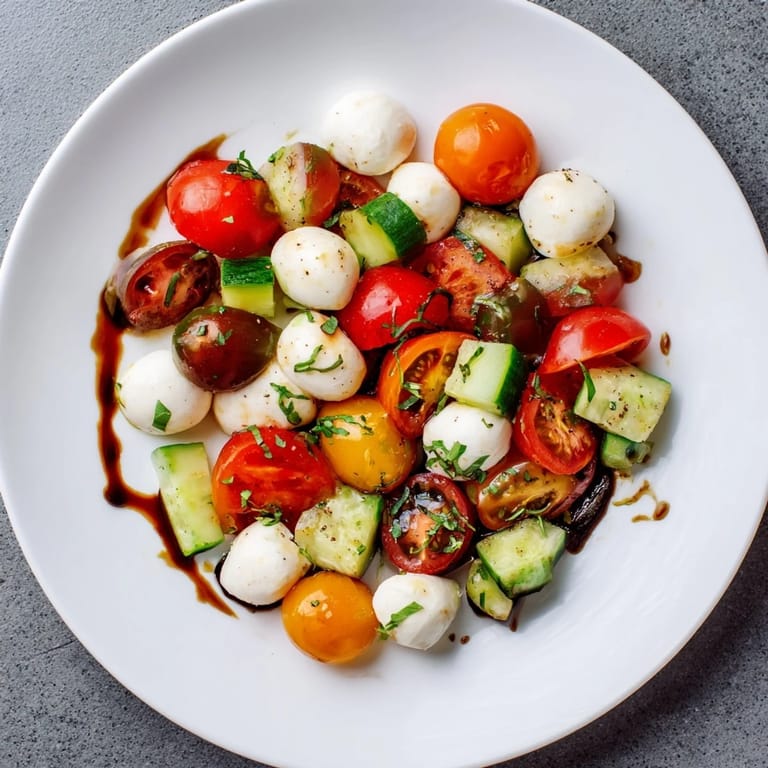 This Simple Holiday Chopped Caprese Salad features glistening mozzarella and ripe tomatoes, perfect for a light, delicious starter.
