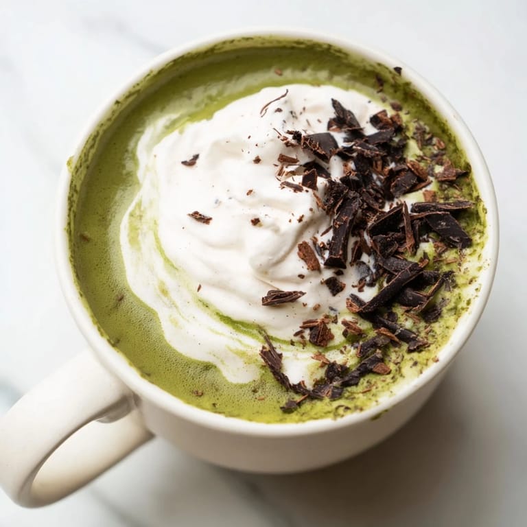 Enjoy this easy-to-make, deliciously balanced Collagen Peppermint Mocha Matcha Latte, perfect for a cozy moment.