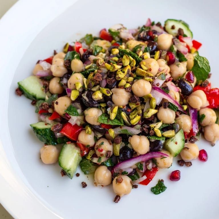 Close-up of the textured Dense Bean Salad with Dubai Chocolate Notes, promising complex, delicious flavors.