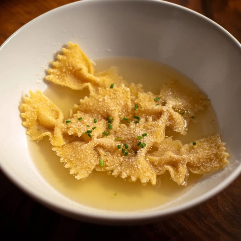 A savory spoonful of pasta chip cereal, offering a comforting, umami-rich breakfast alternative.