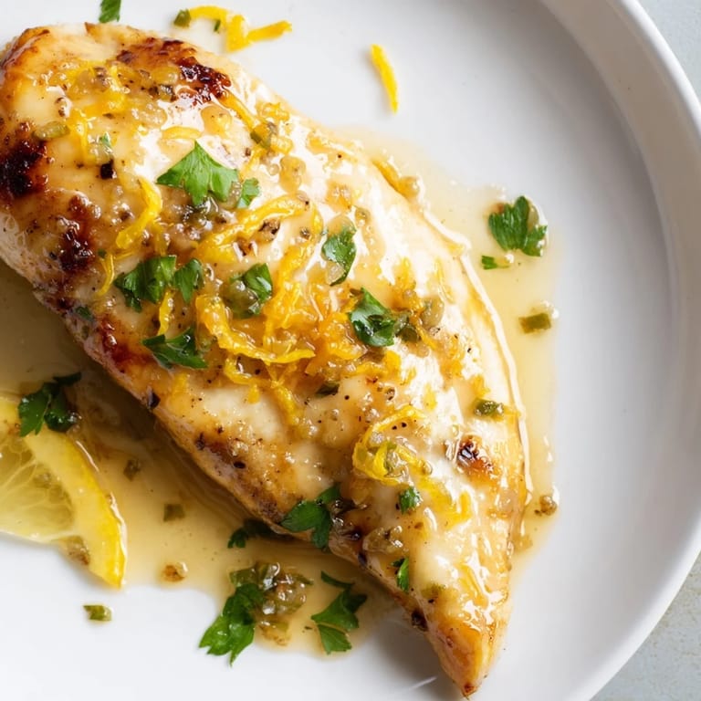 Juicy lemon pepper chicken with golden, crispy edges and a zesty butter sauce ready to serve over steamed rice.