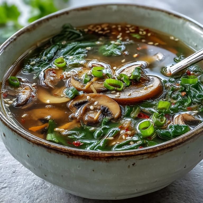 A comforting, vegan-friendly Japanese-inspired soup with fresh ginger, miso, and leafy greens.
