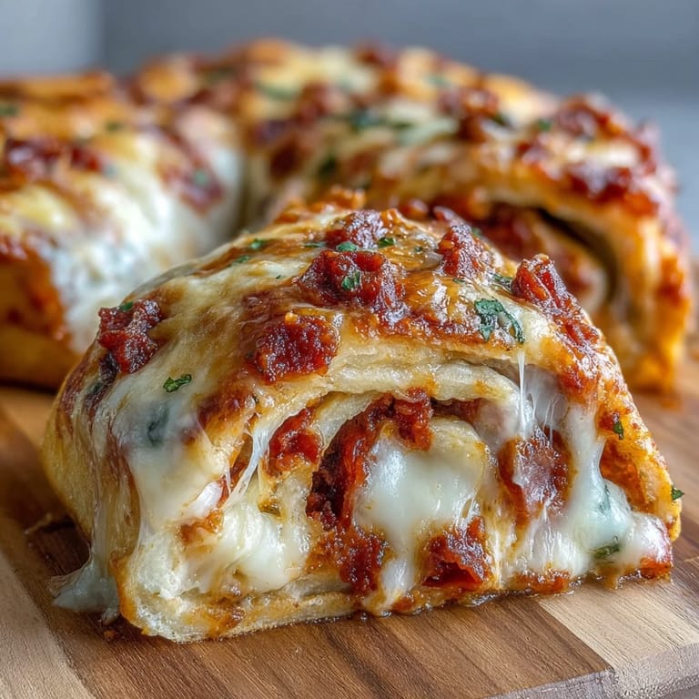 Freshly sliced tortilla pizza rolls reveal gooey cheese and colorful pepperoni for dipping.